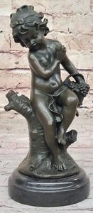 Handcrafted Detailed Figurine: Girl with Fruit Basket, Artistic Home Decor Piece - Picture 1 of 10