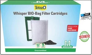 TETRA WHISPER BIO-BAG DISPOSABLE FILTER CARTRIDGES UNASSEMBLED MEDIUM 12 PACK*** - Picture 1 of 6