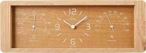 Lemnos Yokan Table Clock w/Thermometer(Celsius)/Hygrometer Natural Wood C11-06NT - Picture 1 of 6