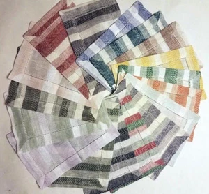 Sferra Ascot Cocktail Napkins Herringbone Stripe Woven Pure Linen 6x9" SET/2 New - Picture 1 of 19