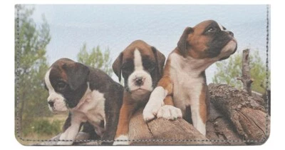 Boxer Puppies Designer Checkbook Cover, Credit Card Slots & Pen Loop - Image 1 of 4