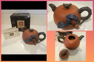 Yixing Zisha Clay Teapot Berries Handmade SIGNED w/ BOX VINTAGE Chinese NEW RARE - Picture 1 of 5