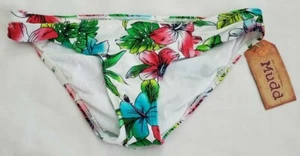 Mudd Womens Swimsuit Bikini Bottom Size XS Juniors Swimwear White Floral New - Picture 1 of 8