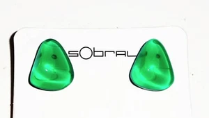 Sobral Mix 2023 Mini Diamante Clear Green Bead Artist Made Post Earrings - Picture 1 of 5