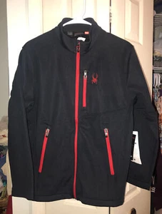 SPYDER Kids Boys Full-Zip  ski Jacket Pockets Black Youth Large 14/16 NWT - Picture 1 of 7