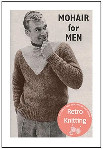 1950's Man's Mohair Sweater Knitting Pattern - Copy - Picture 1 of 1
