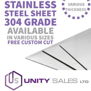 STAINLESS STEEL SHEET 304 GRADE DP1- VARIOUS SIZES & THICKNESS - FREE CUSTOM CUT - Picture 1 of 5