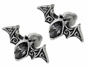 Viennese Nights Stud Earrings, Bats Gothic, Black, Demon, Gift, Alchemy England - Picture 1 of 5
