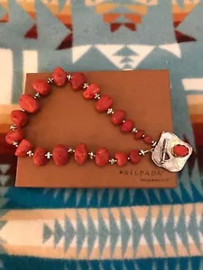 SILPADA N0900 Red Sponge Coral Toggle Collar VERY RARE .925 Solid VTG NIB Box - Imagen 1 de 12