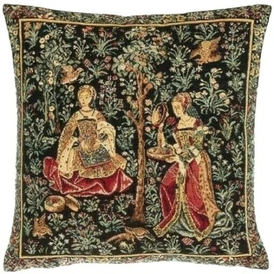 MEDIEVAL EMBROIDERY BRODERIE 18" x 18" BELGIAN TAPESTRY CUSHION COVER + ZIP 1179 - Image 1 of 4