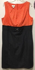 Alyx Limited Womens Dress Size 18 Faux Blue Denim Orange Polkadot Sleeveless 174 - Imagen 1 de 6