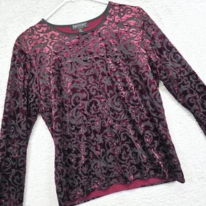 Vintage Karen Kane Top Womens M Purple Velvet Burnout Paisley Whimsigoth Vamp - Picture 1 of 14