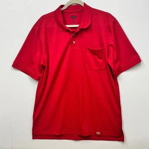 Dickies Red Polo Shirt Moisture Wicking Short Sleeve Pocket Large - Picture 1 of 7