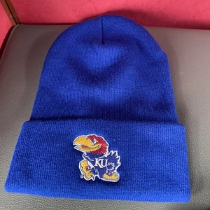 KU Kansas Jayhawks Logofit berretto in maglia con polsini gesso di roccia - Foto 1 di 2
