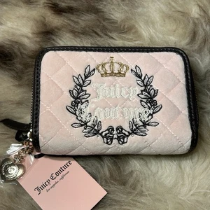 NWT Juicy Couture Royal Couture Med. Double Zip Around Wallet - Pink Clay Velour - Picture 1 of 5