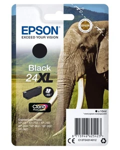 Epson 24XL Black Elephant High Yield Genuine, Claria Photo HD Ink Cartridge, XL - Picture 1 of 5