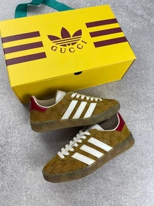 Adidas × Gucci Gazelle GG Monogram Sneakers Size 35 1/3 - Picture 1 of 13