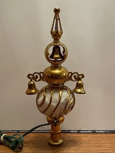 Vintage  Bradford Carillon Spire Gold Christmas Tree Topper Angel Hair Lighted - Picture 1 of 20