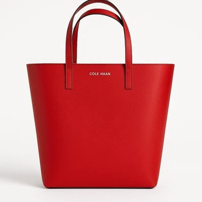 Cole Haan Cuero "Go Anywhere Tote" Rojo Clásico Preppy Oficina  Foto 1 de 4