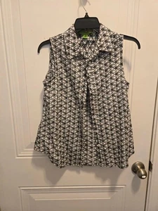 Women's Island Republic Sleeveless Blouse - Size S - Black & White Embrodered - Picture 1 of 1