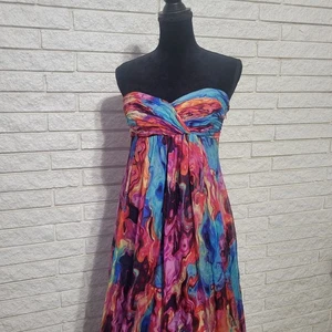 Laundry By Shelli Segal Sz 6 Watercolor Multilayer Strapless Cocktail Party Silk - Picture 1 of 16