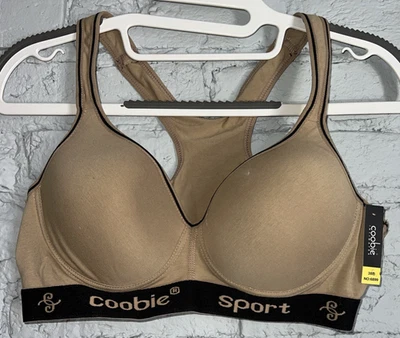 Coobie Wireless Lined Sports Bra Size 38B Tan Logo New With Tags - Image 1 of 4