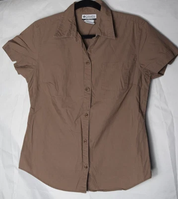 Camisa Columbia Sportswear manga corta con botones para mujer talla mediana marrón Foto 1 de 4