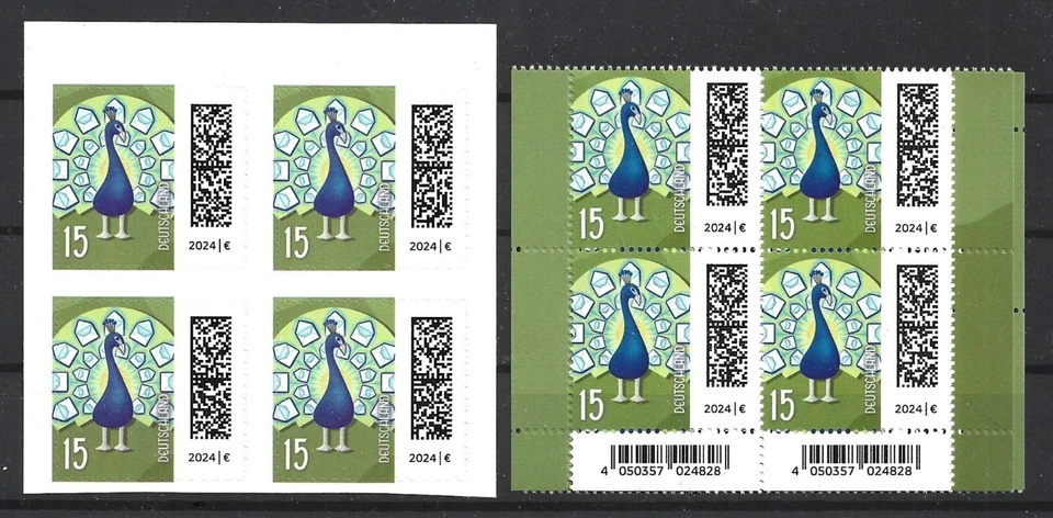 Germany 2024 World of Letters - Birds, Peacock Regular and Selfadh MNH Pg corner - Image 1 of 1