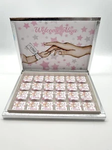 Schokobox Personalisiert Geburt Baby Geschenk Mädchen 24er Schokolade - Bild 1 von 2