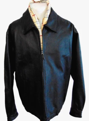 CHAQUETA BOMBER CROFT & BARROW DE CUERO NEGRA FORRO ACOLCHADO ABRIGO AISLANTE ~ XL Foto 1 de 4