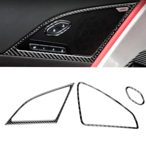 3Pcs For Chevrolet Corvette C7 14-19 Carbon Fiber Door Window Speaker Panel Trim - Picture 1 of 10
