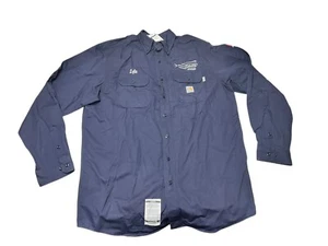 Carhartt FR Shirt Flame Resistant Long Sleeve Shirt FRS160 Blue XLT Embroidered - Picture 1 of 6