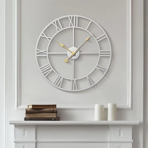 Silver Wall Clock for Living Room Decor, 24 Inch Large Metal Wall Clock Modern L - Picture 1 of 8