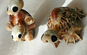 Kangaroo with Joey and Turtle 2 mini figurines made from real Sea Shells Japan - Picture 1 of 12