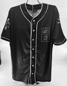 Naruto Shippuden Shirt Baseball Jersey Button Down Size M Black Anime Manga NEW - Picture 1 of 9