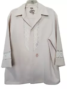 Beau Tiki Iolani Hawaii Vintage Tan Lace Detail Hawaiian Button-Up Shirt Size XL - Picture 1 of 10