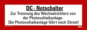 Sticker "DC Emergency Switch..." Photovoltaic System Sign Film 21x7.4cm | B-Stock - Picture 1 of 1