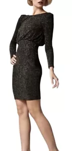 Alice + Olivia Aerin Dress SMALL Fitted Blouson Metallic Shimmer Luxury Swiftie - Picture 1 of 18