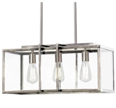 TransGlibe Lighting Eastwood II 22in 3-Light Brushed Nickel Pendant Light Fixtur - Image 1 of 4