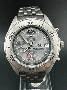 Seiko Men's JAL Chronograph Reverse Panda Dial 43mm Quartz Watch V657-0B50 - Picture 1 of 12