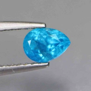 Piedras preciosas sueltas de color azul neón corte pera apatita 100 % natural de 0,40 quilates - Imagen 1 de 5