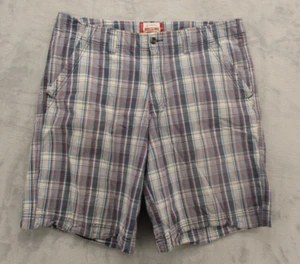 Mossimo Utility & Style Chino Shorts Men's 38 Blue Gray Plaid 100% Cotton - Picture 1 of 12
