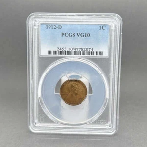 Estate Copper 1912-D Lincoln Wheat Small Cent PCGS VG 10 BN - Picture 1 of 3