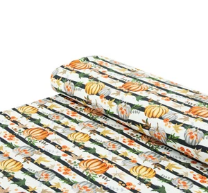 Baumwoll - Sweat Stoff angeraut Streifen Kürbisse - Meterware ab 25 x 160 cm - Bild 1 von 1