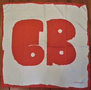 Vintage Geoffrey Beene Silk Twill Logo Scarf Red White 30"X31" Made in France - Picture 1 of 5
