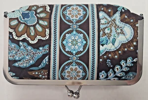 Vera Bradley Java blau Make-up Kosmetiktasche mit Kiss Lock Kunststoff gefüttert türkis - Bild 1 von 12