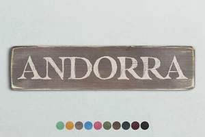 ANDORRA Vintage Style Wooden Sign. Shabby Chic Retro Home Gift - Picture 1 of 3
