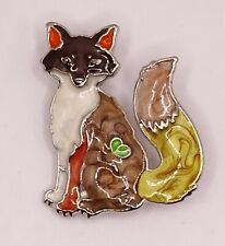 BONSNY Fox Dog Animal Floral Art Brooch Pin Brand New FREE P&P