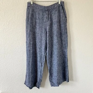 Old Navy Blue Linen Blend Wide Leg Summer Pants Womens M - Picture 1 of 8