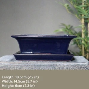 7" Large Quality Bonsai Pot Glazed Rectangular/Oval Chinese Purple Sand Ceramic - Picture 1 of 32